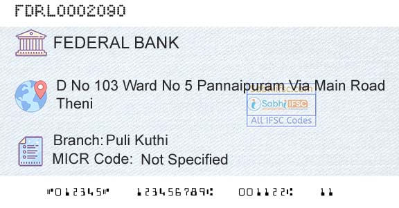 Federal Bank Puli KuthiBranch 