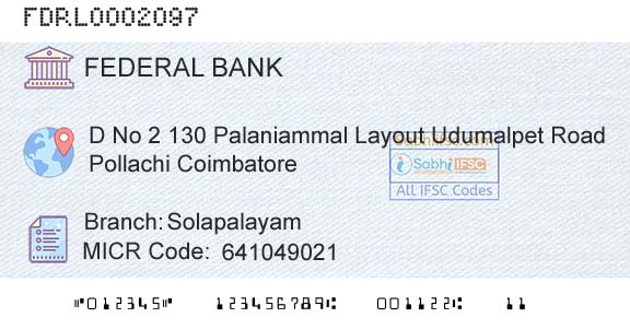 Federal Bank SolapalayamBranch 