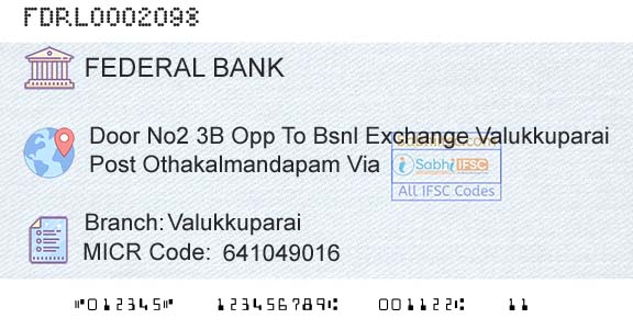 Federal Bank ValukkuparaiBranch 
