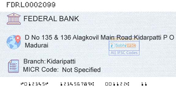 Federal Bank KidaripattiBranch 