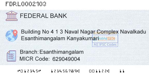 Federal Bank EsanthimangalamBranch 