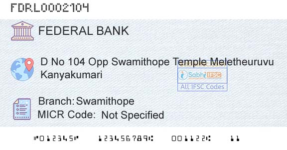 Federal Bank SwamithopeBranch 