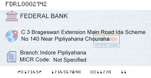 Federal Bank Indore PipliyahanaBranch 