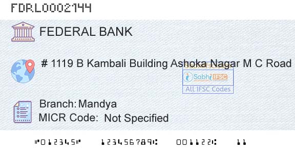 Federal Bank MandyaBranch 