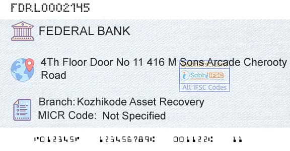 Federal Bank Kozhikode Asset RecoveryBranch 