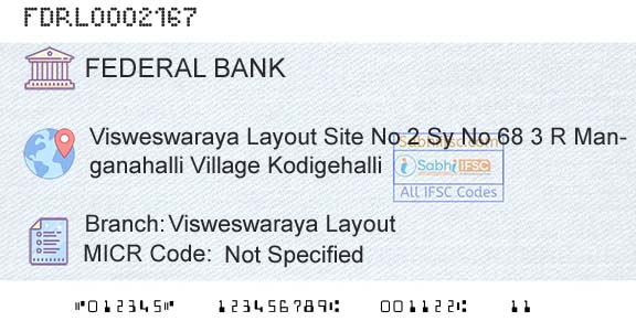 Federal Bank Visweswaraya LayoutBranch 