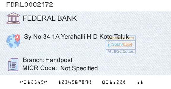 Federal Bank HandpostBranch 