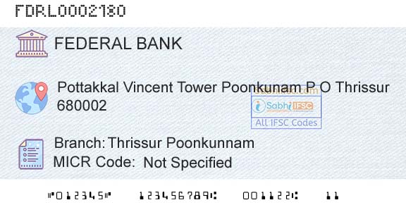 Federal Bank Thrissur PoonkunnamBranch 