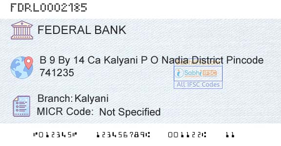 Federal Bank KalyaniBranch 