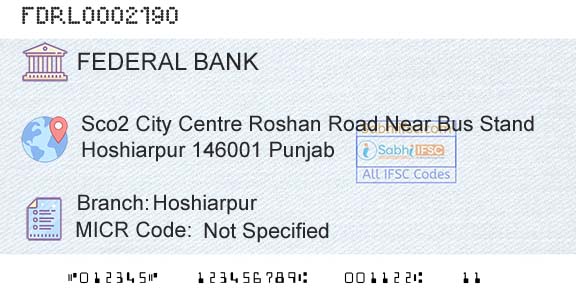 Federal Bank HoshiarpurBranch 