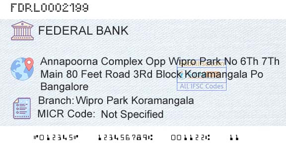 Federal Bank Wipro Park KoramangalaBranch 