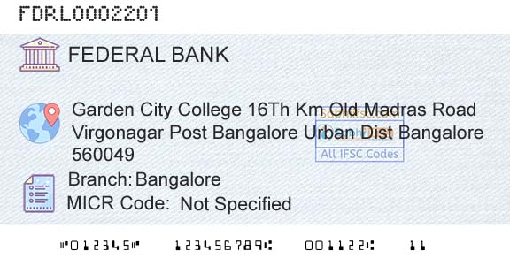 Federal Bank BangaloreBranch 