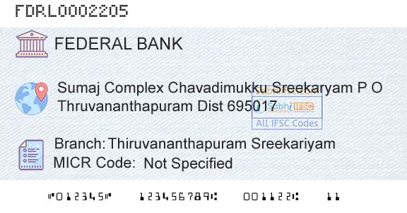 Federal Bank Thiruvananthapuram SreekariyamBranch 