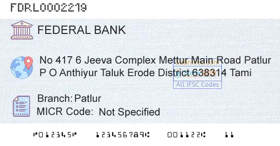 Federal Bank PatlurBranch 