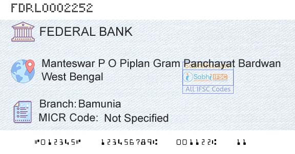 Federal Bank BamuniaBranch 