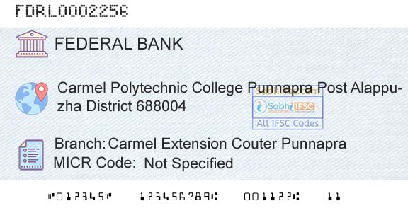 Federal Bank Carmel Extension Couter PunnapraBranch 