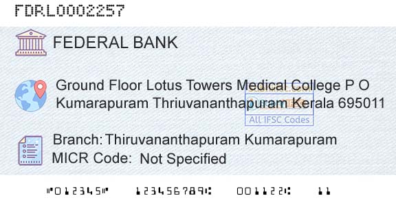 Federal Bank Thiruvananthapuram KumarapuramBranch 