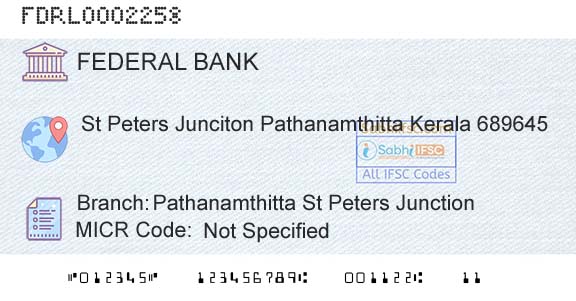 Federal Bank Pathanamthitta St Peters JunctionBranch 
