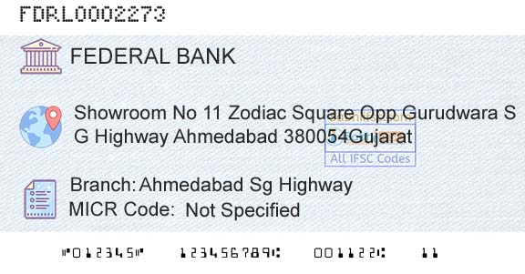Federal Bank Ahmedabad Sg HighwayBranch 