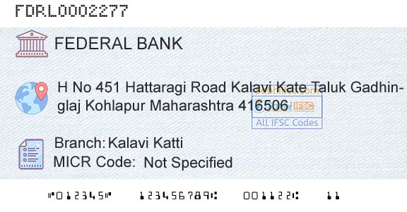 Federal Bank Kalavi KattiBranch 