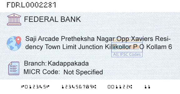 Federal Bank KadappakadaBranch 