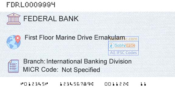 Federal Bank International Banking DivisionBranch 