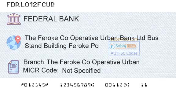 Federal Bank The Feroke Co Operative UrbanBranch 