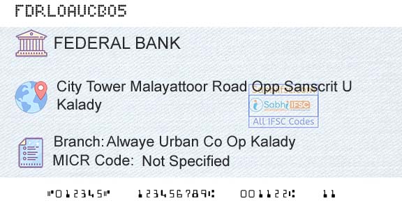 Federal Bank Alwaye Urban Co Op KaladyBranch 