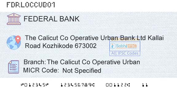 Federal Bank The Calicut Co Operative UrbanBranch 