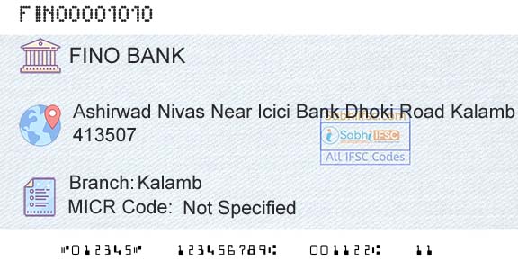 Fino Payments Bank KalambBranch 