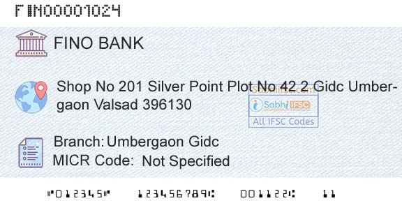 Fino Payments Bank Umbergaon GidcBranch 