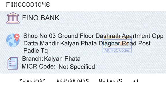 Fino Payments Bank Kalyan PhataBranch 