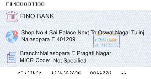 Fino Payments Bank Nallasopara E Pragati NagarBranch 