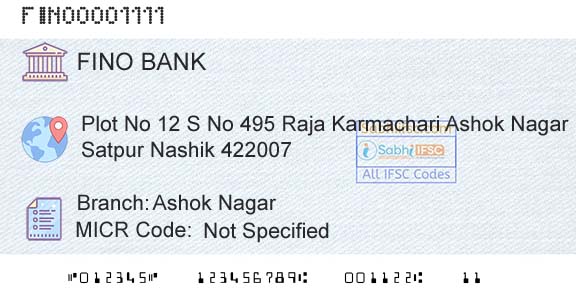 Fino Payments Bank Ashok NagarBranch 