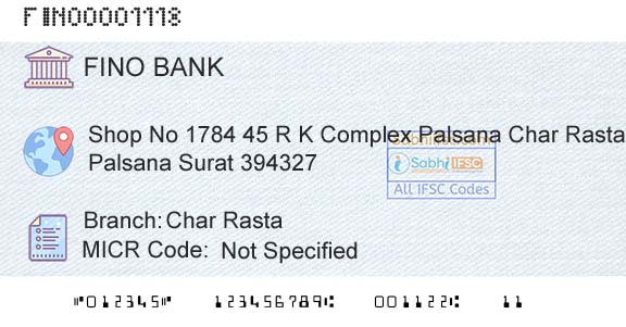 Fino Payments Bank Char RastaBranch 