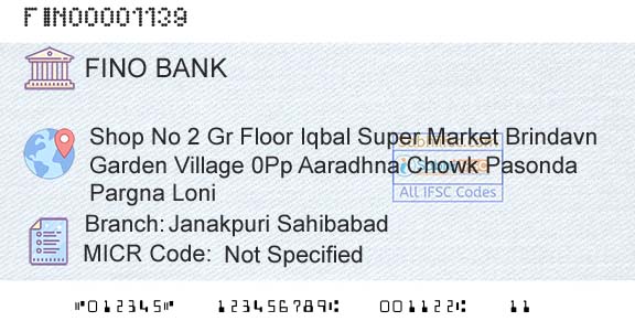 Fino Payments Bank Janakpuri SahibabadBranch 