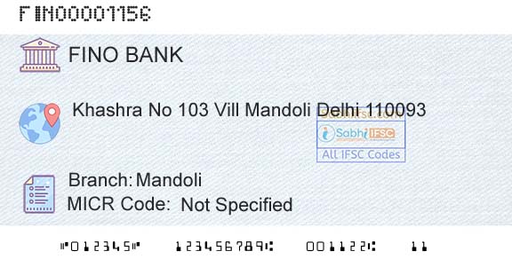 Fino Payments Bank MandoliBranch 