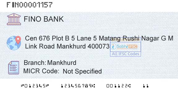 Fino Payments Bank MankhurdBranch 