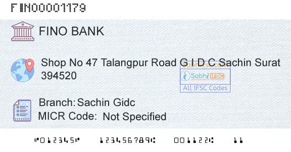 Fino Payments Bank Sachin GidcBranch 
