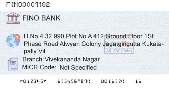 Fino Payments Bank Vivekananda NagarBranch 