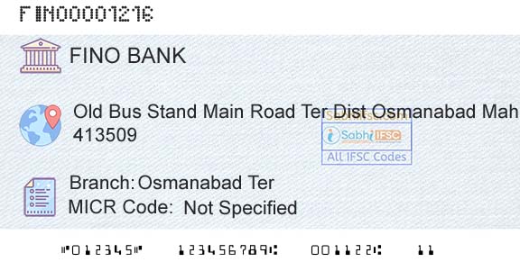 Fino Payments Bank Osmanabad TerBranch 
