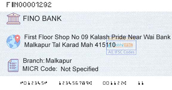 Fino Payments Bank MalkapurBranch 