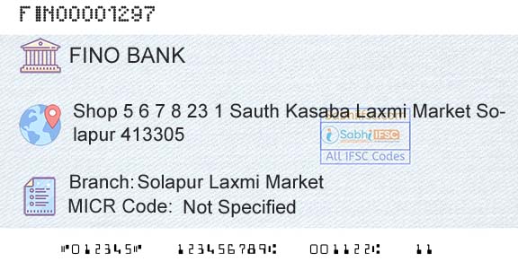 Fino Payments Bank Solapur Laxmi MarketBranch 