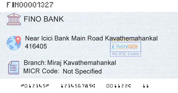 Fino Payments Bank Miraj KavathemahankalBranch 