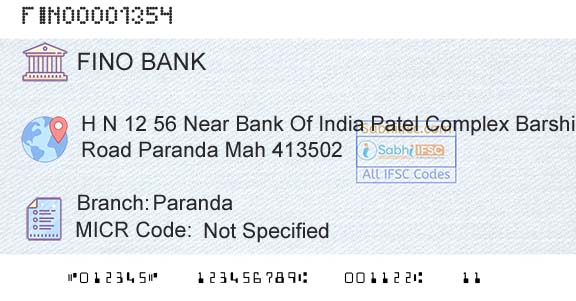 Fino Payments Bank ParandaBranch 