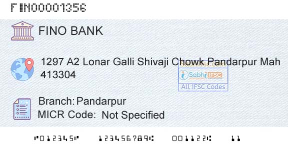 Fino Payments Bank PandarpurBranch 