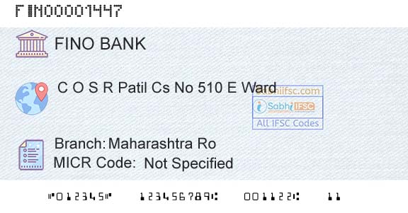 Fino Payments Bank Maharashtra RoBranch 
