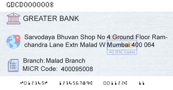 The Greater Bombay Cooperative Bank Limited Malad BranchBranch 