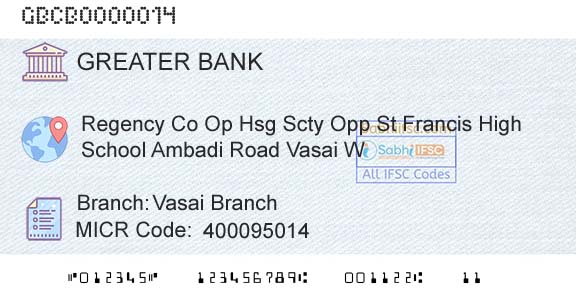 The Greater Bombay Cooperative Bank Limited Vasai BranchBranch 