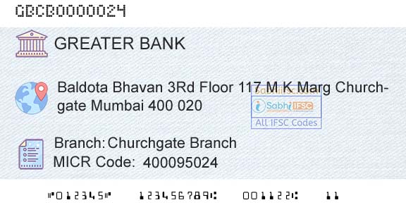 The Greater Bombay Cooperative Bank Limited Churchgate BranchBranch 